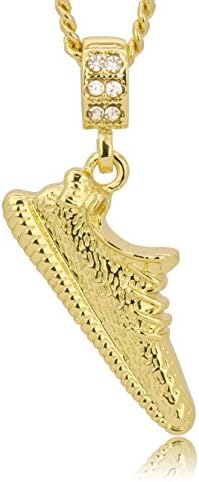 14K Gold Plated Plain Yeezy 350 Boost w/ 3mm Cuban Chain (24", 27" or 30")