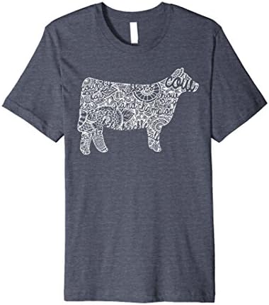 Mens Cow Livestock Show Mandala Shirt - Cattle Beef Stock Show 2XL Heather Blue