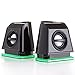 GOgroove 2MX LED Computer Speakers with Passive Woofer, Green Glowing Lights and 2.0 Stereo Sound - Wired 3.5mm Audio Input Connection, USB Powered for PC, Desktop and Laptop Computers