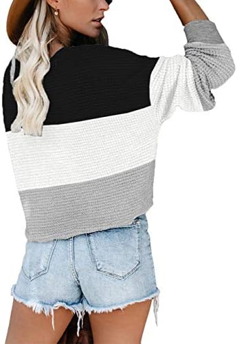 NSQTBA Womens Deep V Neck Wrap Sweaters Long Sleeve Waffle Knit Pullover Tops Shirts 3 NSQTBA Womens Deep V Neck Wrap Sweaters Long Sleeve Waffle Knit Pullover Tops Shirts