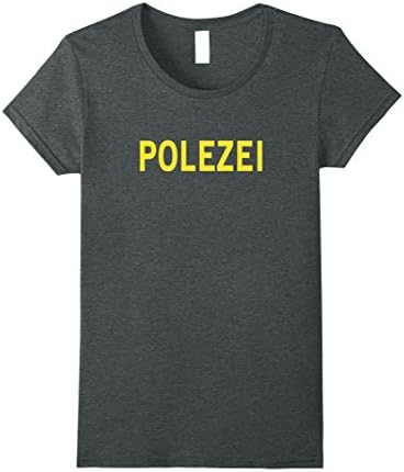 Womens German Police Shirt Uniform that say POLEZEI Tshirt Small Dark Heather