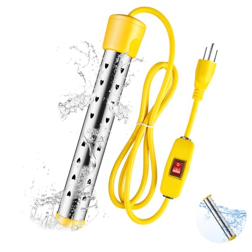 Calentador de Agua de Inmersión 1500 W, Resistencia para Calentar Agua, Carcasa de Acero Inoxidable 304, con Control de Interruptor y Control Inteligente de Temperatura, Apto para Bañeras y Piscinas
