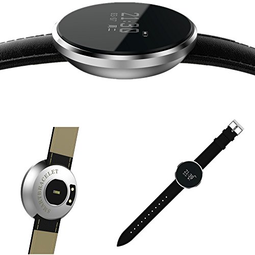 MeiLiio Smart Tracker Watch with Heart Rate and Blood Pressure, Waterproof Smart Wristbands Blood Oxygen Bluetooth Smart Bracelet Running GPS Units for Women Men (Silver Leahter Wristband)