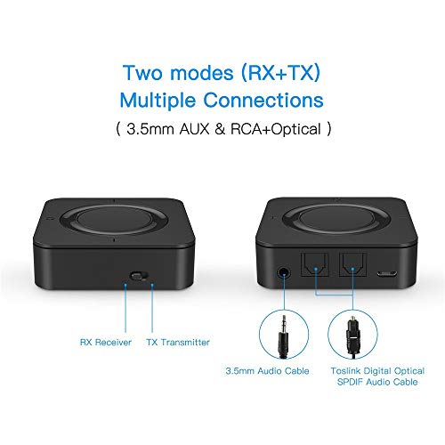 Axiba Bluetooth Receiver and Transmitter 2 in 1 aptX Low Latency Dual Stream HD Audio Transmitter for TV Home Stereo System - Thumbnail 5