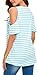 HBEYYTO Womens Cold Shoulder Striped Print T Shirt Short Sleeve Round Neck Casual Loose Tops and Blouse S-XXL