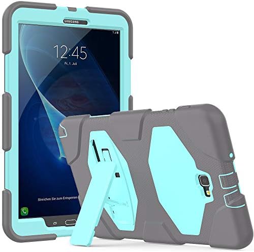 Galaxy Tab A 10.1 Cases Only Fit SM-T580/T585/T581/T587 with Kickstand,Heavy Duty Rugged Hard Bumper Shockproof Protective Covers for Galaxy Tab A6 10.1 inch 2016/2018 SM-T580 [LightBlue+Grey]