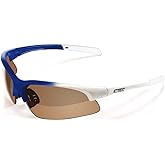 Maxx Sunglasses Domain Golf Sport Riding Sunglasses Blue White Frame with High Definition Polarized Amber lens