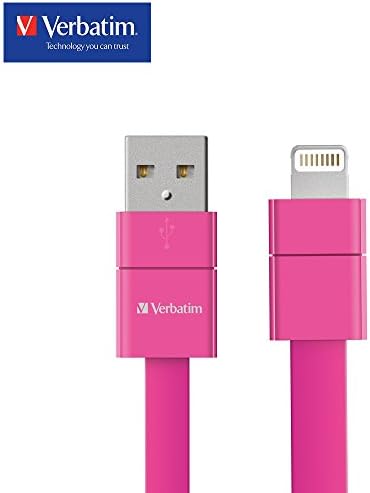 [Apple MFi Certified] Verbatim Short USB Lightning iPhone Cable for iPhone X, 8, 8 Plus, 7, 7Plus, iPod and iPad, Fast Charging, 2 Year Limited Warranty, 8 Inch/20 CM ­ Pink