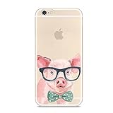 iPhone 7 Case,Cute Novelty Animal Pattern on Soft TPU Silicone Protective Skin Ultra Slim & Clear with Unique Design Gift Bumper Back Cover for iPhone 7,Painting Pig F002