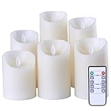Flameless Candles Flickering Light Pillar Real Smooth Wax with Timer and 10-key Remote for Wedding,Votive,Yoga and Decorationset of 6