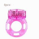 ALIGAGA-4pcs/Vibration Delay Ring Silicone Massage Ring (Pink)