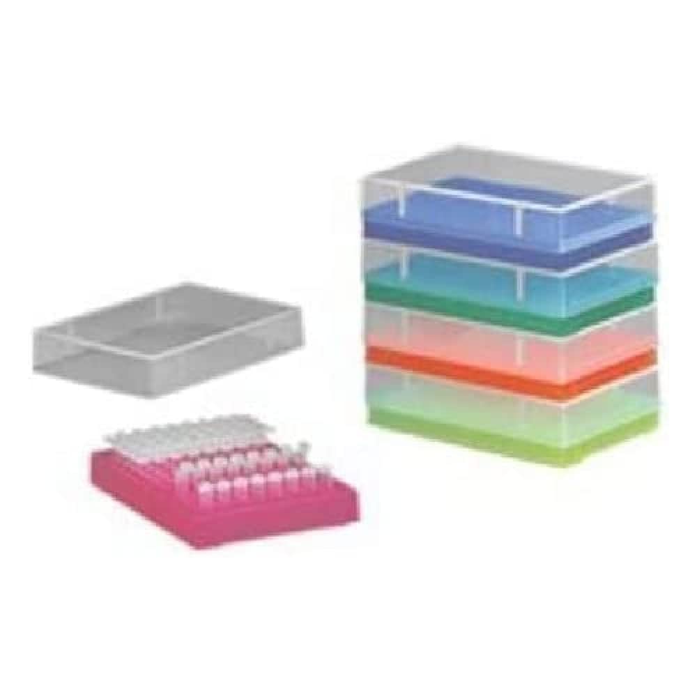 neoLab 2-2602 96 Section Storage Rack with Lid for PCR/Tubes, Neon/Orange, Polypropylene