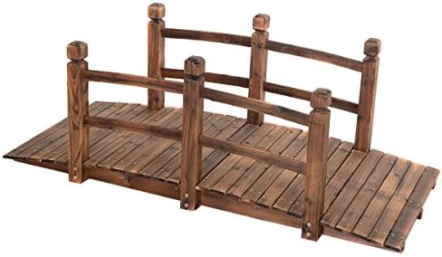 5" Wooden Garden Bridge Strong Construction Solid Arch Frame Pond Creek Backyard Arch Archway Walkway Decorative Patio Outdoor Furniture Fir Wood With Stained Finish