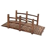 Giantex 5' Wooden Bridge Stained Finish Decorative Solid Wood Garden Pond Arch Walkway