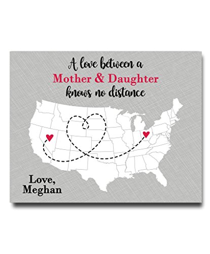 Personalized Mother Paper Print | Gift For Mom | Gift For Her | Mother Present | Mothers Day Gift | Long Distance Map Gift | Unique Mom Gift - Thumbnail 2