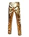 ZEROYAA Mens PU Faux Leather Side Zipper Moto Jeans Style Metallic Gold Pants/Straight Leg Trousers US 36/Asian XXXXL Gold