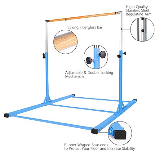 gymmatsdirect Gymnastics Expandable Kip Bar with Mat Blue Set Packages