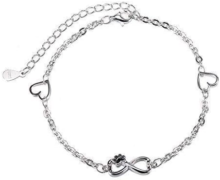 Bracelets for Women Sterling Silver Heart Puppy Dog Infinite Bracelets Adjustable Jewelry Gifts for Women Girl with Gift Box