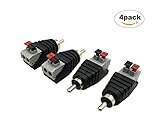 Poyiccot Speaker Phono RCA Male to AV 2 Screw Terminal Female Video Audio Spring Press Type Balun for CCTV(4-Pack) (RCA Male)