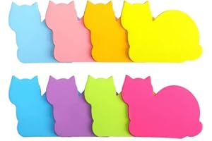 240 Sheets Solid Color Cartoon Cat Sticky Notes, Self-Stick Notes with 8 Bright Colors, Memo Pad for Office and Home Use, 30 