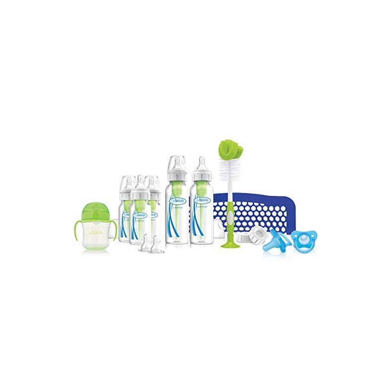 Dr. Brown’s Natural Flow® Anti-Colic Options+™ First Year Feeding Set with Newborn Baby Bottles, Soft Spout Transition…
