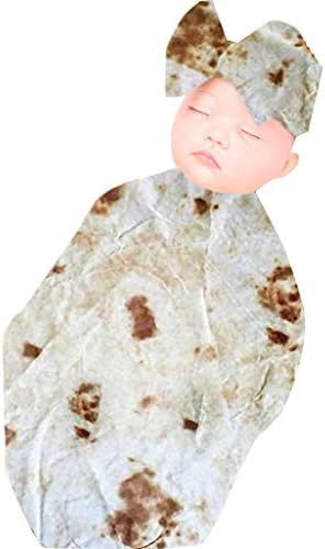 Baby Sleeping Bag 2Pcs Outfit Clothes Cute Burrito Swaddle Wrap Blanket+Headband Set Newborn Boys Girls Sleeping Bag Winter Cotton Warm Sleep Sack Infant Kids Sleepwear 0-3 Months