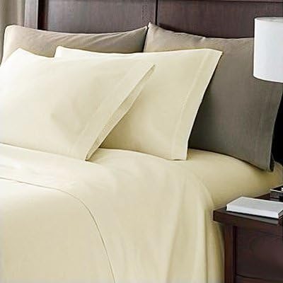 Linens Limited 100% Egyptian Cotton 200 Thread Count Fitted Sheet, Cream, King