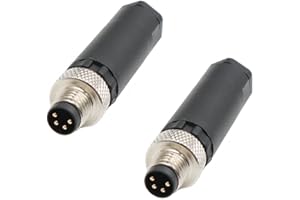 FOWIUNYE 2Pcs M8 4 Pin Connector, Unshiled Field Assembly Wireable Sensor IP67 A Code Straight Type Adapter 60V 4A AC/DC Industrial Circular Connector Black (Male)