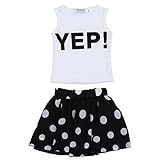 Jastore® Girls Letter YEP Clothing Sets Vest+Short Dot Skirt Kids Clothes (5-6T)