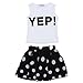 Jastore Girls Letter YEP Clothing Sets Vest+Short Dot Skirt Kids Clothes (4-5T) White
