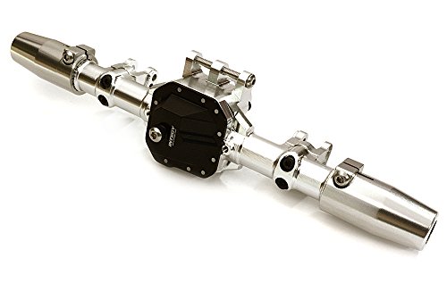 Integy RC Model Hop-ups C27154SILVERBLACK Billet Machined Complete Rear Axle Housing Assembly for Axial 1/10 SCX10 II