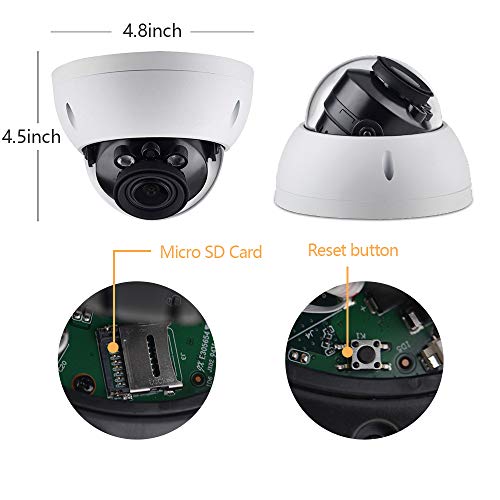 4MP Varifocal Poe IP Security Camera IPC-HDBW4433R-ZS 2.7mm~13.5mm Lens Motorized 5X Optical Zoom Outdoor Indoor Video Surveillance Camera Dome with 50m IR Night Vision,H.265,IK10,ONVIF,IP67