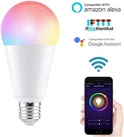WiFi Smart Bulb LED Household led Light Compatible with Alexa &amp; Google Home &amp; IFTTT - Dimmable Multicolored 10W by BOAZ SMART LIGHT