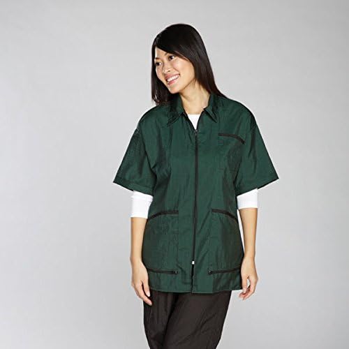 GROOMERS BARBERS STYLIST JACKETS Grooming Apparel at a discount!(2x Large Zip Front - Hunter Green)