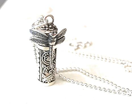 Sterling Silver Dragonfly Urn locket Pendant Necklace for Ashes or Hair in Memory of Child Baby or Loved one Miscarriage Jewelry Locket for Cremation Ashes Fast Shipping