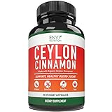 Ceylon Cinnamon Healthy Blood Sugar Support, lowering Blood Pressure, Joint Support, Anti-inflammatory and antioxidant, True Ceylon Cinnamon- 60 Capsule Supplements, 30-Day Supply