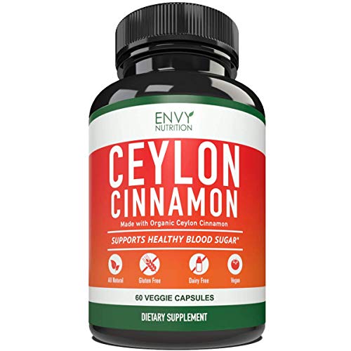 Ceylon Cinnamon Healthy Blood Sugar Support, lowering Blood Pressure, Joint Support, Anti-inflammatory and antioxidant, True Ceylon Cinnamon- 60 Capsule Supplements, 30-Day Supply