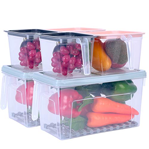 Conworld Refrigerator Organizer Bins(Set of 6 Pack),lettuce keeper for