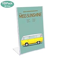  Hotyin Sign Holder - 10 x B6 Acrylic Poster Menu Holder Lean to Perspex Leaflet Display Stands, Counter Poster Sign Display Holder for Restaurant, Conference Room and Hotel Reception