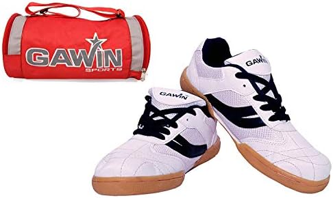 Gawin Sports Combo of Orange Gym Bag with White Badminton Shoes (Size 6 UK/IND)