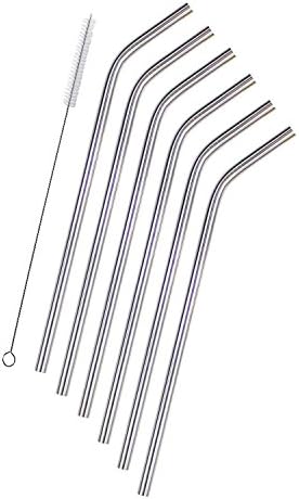 Stainless Steel Straws for Yeti Rtic 20 OZ Tumbler, Resuable Drinking Straws, Set of 6 + Cleaning Brush by Seatore
