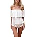 Weixinbuy Women Casual Off Shoulder Boho Crop Top Straps Vest (Asian L, White)