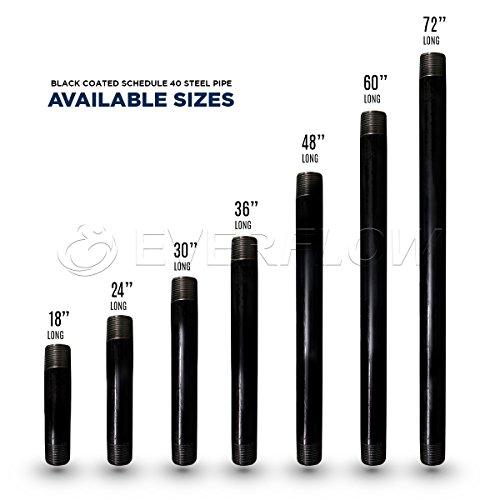 Everflow PCBL3418 Steel Pipe, Pre Cut Pipe 3/4 x 18 Inch Black
