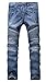 Aiyino Men's Ripped Slim Straight Fit Biker Jeans With Zipper