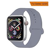 YANCH Compatible with for Apple Watch Band 42mm 44mm, Soft Silicone Sport Band Replacement Wrist Strap Compatible with for iWatch Series 4/3/2/1, Nike+,Sport,Edition, M/L Size, Lavender Gray