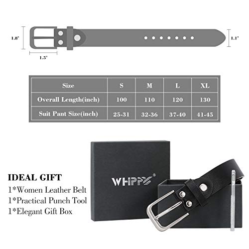 Women Casual Leather Belt for Jeans, Fashion Ladies Waist Dress Belt M, Black