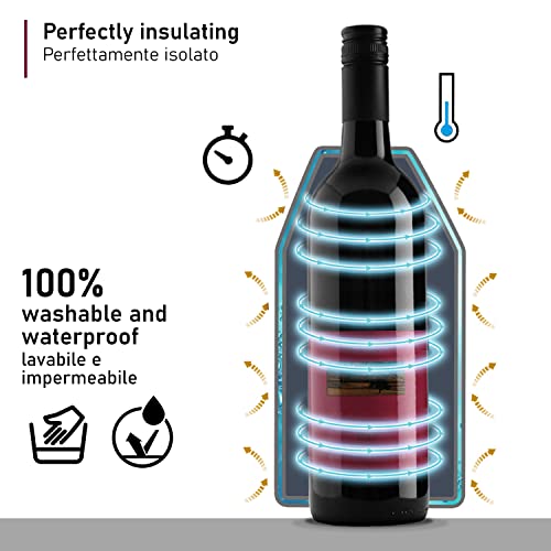 Cooler Bag for Wine or Champagne Bottles, Wine Cooler, Table Wine Bottles, Ice for Bottles, Water Repellent and Elastic Fabric (Black)