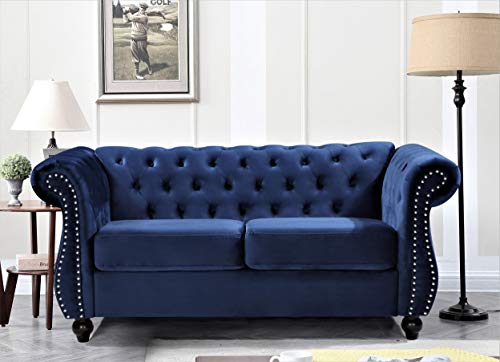 Container Furniture Direct Feinstein Modern Velvet Chesterfield Couches for Liv…