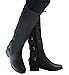 Women Boots Winter Tall Riding Leather Strappy Flat by Meilidress