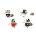 Green Plant Succulent Cactus Aloe Flower Trendy Enamel Lapel Pin Set